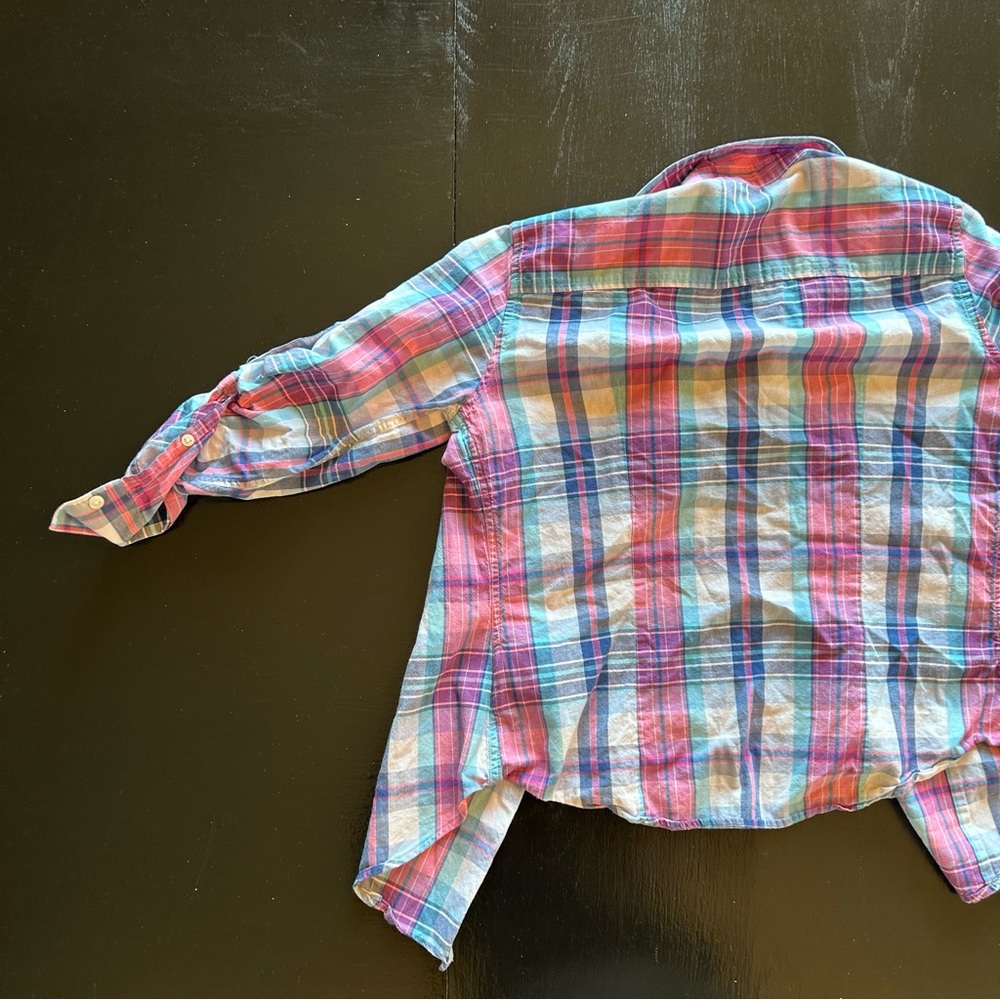 Vintage Retro Iconic Brooks Brothers Blue and Pink Y2K Button Down Size 6P - Picture 9 of 9